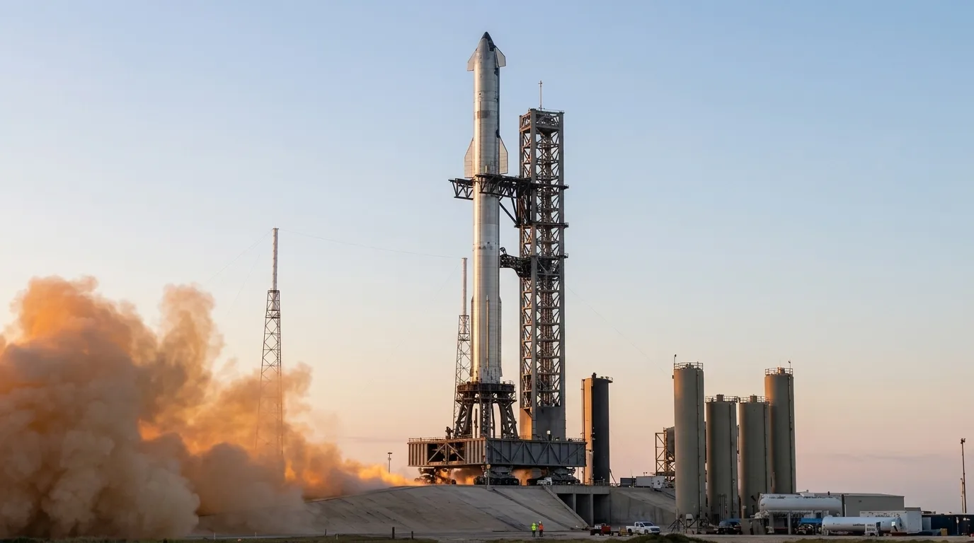 SpaceX Starship rocket launch with IPO announcement graphic overlay showing $75 billion offering and $1.77 trillion valuation milestone