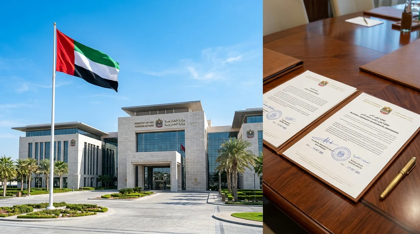 UAE and Jordanian flags stand side-by-side during a high-level diplomatic meeting for regional security.