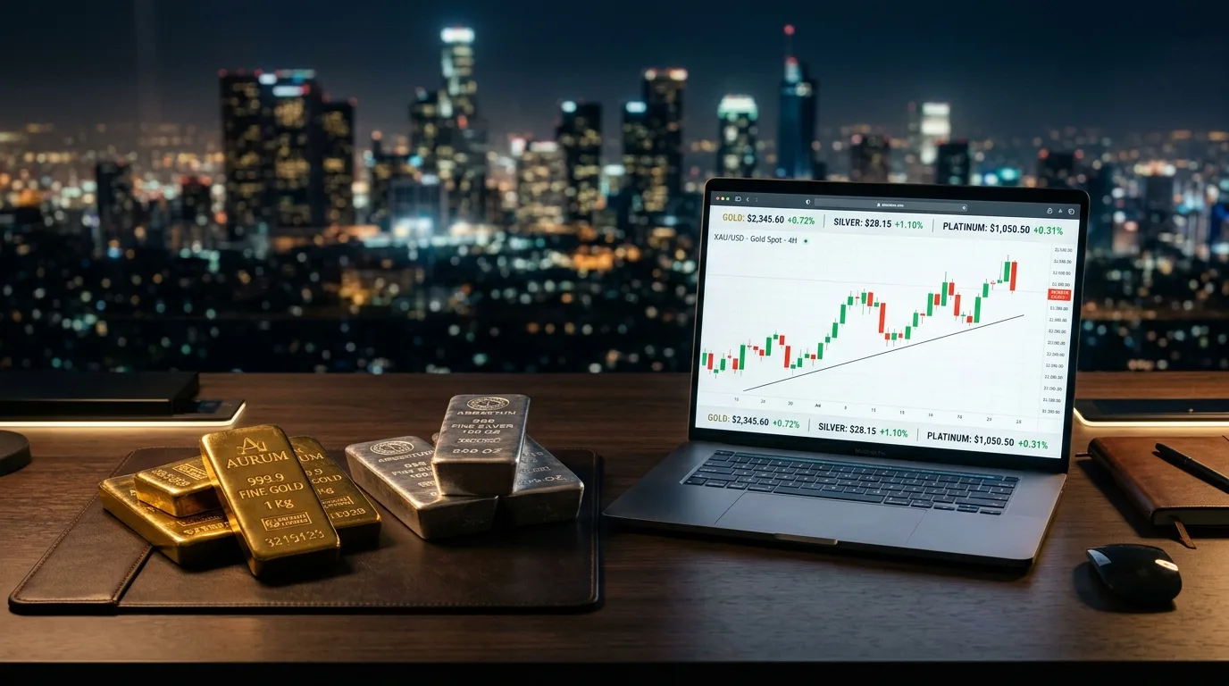 A pile of polished gold bars sits on a dark surface, reflecting soft light during a period of market stabilization.