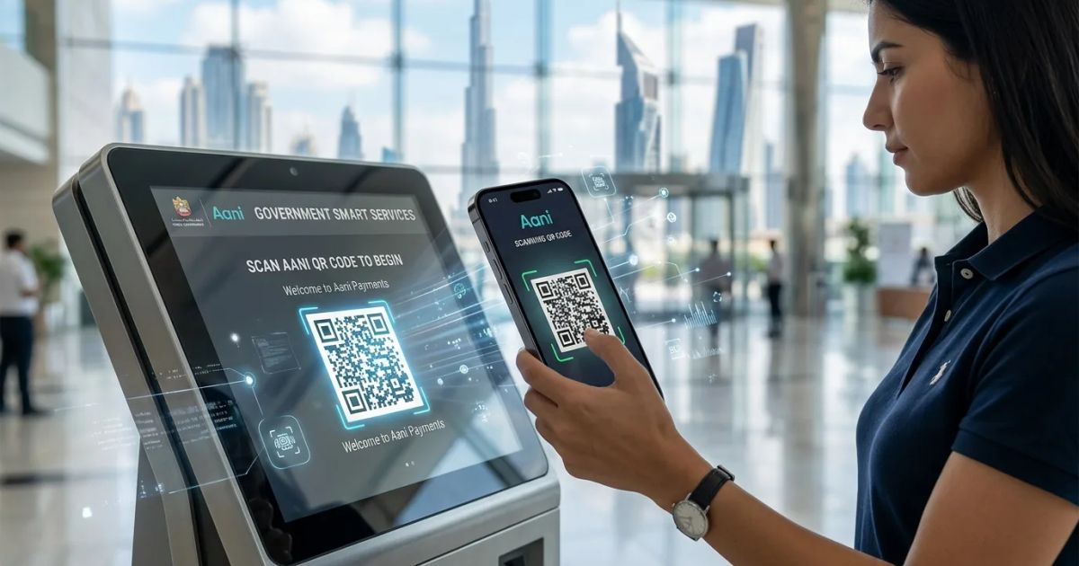 A person uses a smartphone to complete a digital payment near a branded Jaywan card and the Aani platform logo.