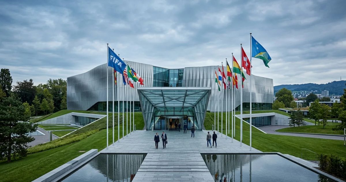 Exterior of the Home of FIFA headquarters building in Zurich amid leadership and governance discussions. | credit:Ai generated image