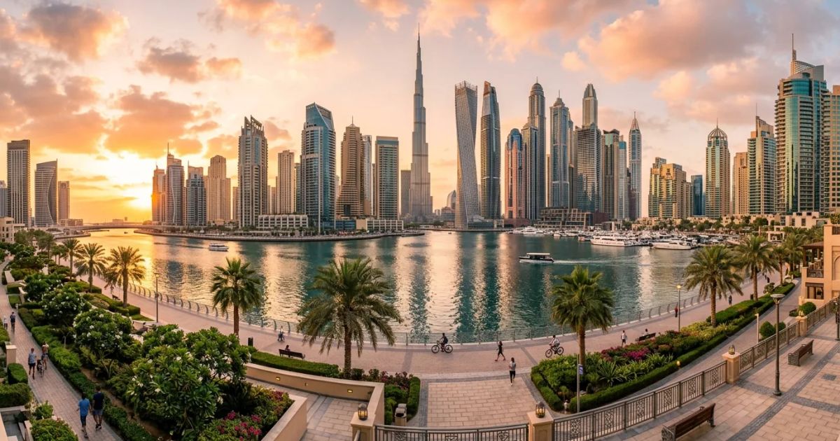 Panoramic view of luxury residential developments and skyscrapers across Dubai representing the H1 real estate boom. | credit:Ai generated image